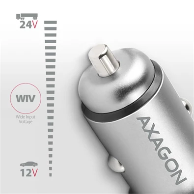 Axagon PWC-5V4 2.4A + 2.4A ezüst autós töltő