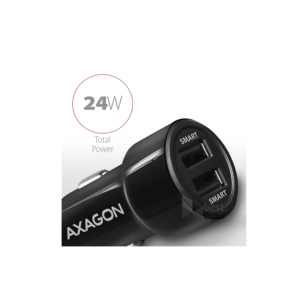 Axagon PWC-5V5 2.4A + 2.4A fekete autós töltő