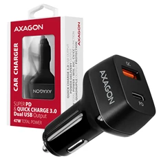 Axagon PWC-PDQ QC3.0 + USB-C fekete autós töltő
