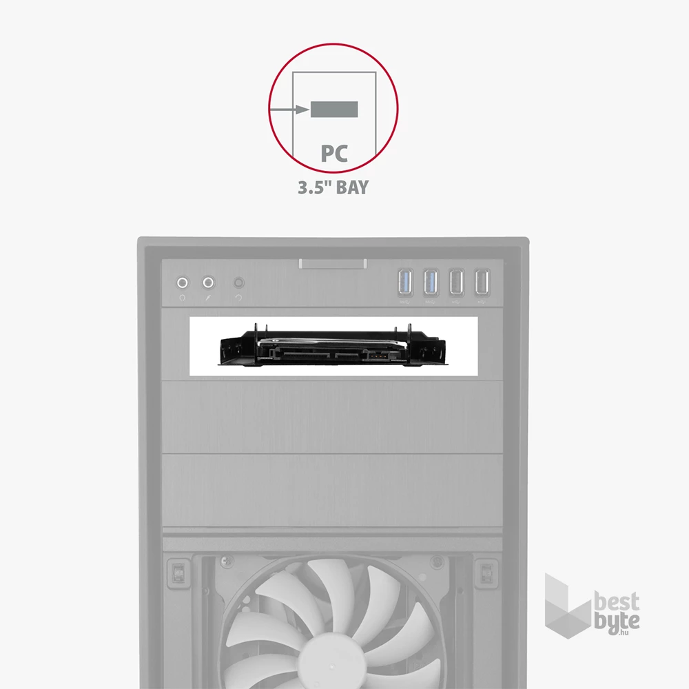 Axagon RHD-P25 3,5"vagy PCI slotba 2x2,5" fekete SSD / HDD beépítő keret