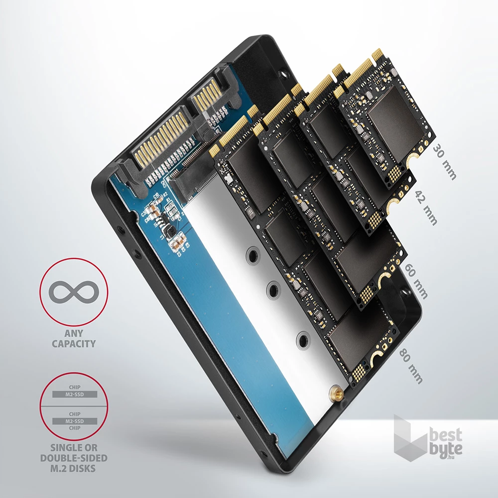 Axagon RSS-M2B M.2 fekete SSD ház