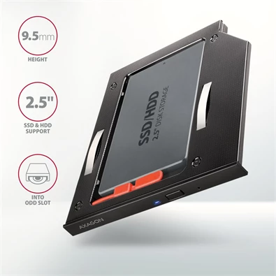 Axagon RSS-CD09 2,5" SATA SSD/HDD caddy optikai meghajtó beépítő keret