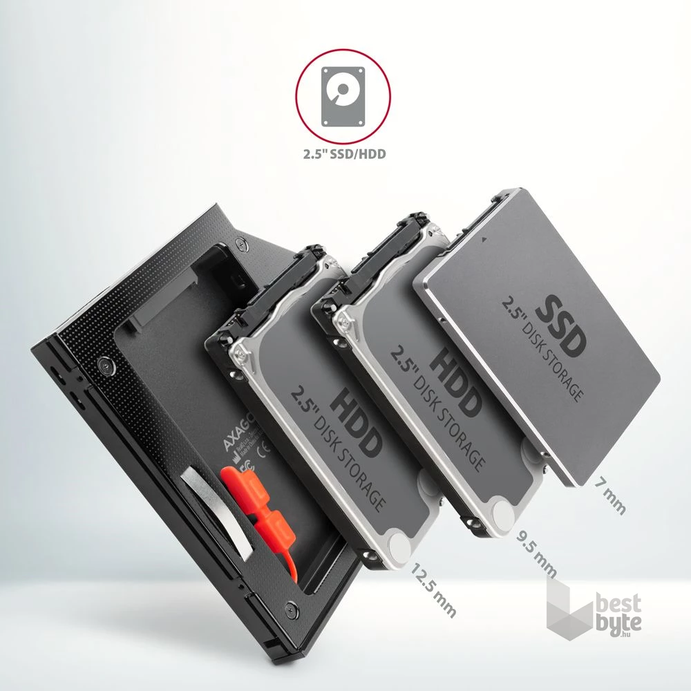 Axagon RSS-CD12 2,5" SATA SSD/HDD caddy optikai meghajtó beépítő keret