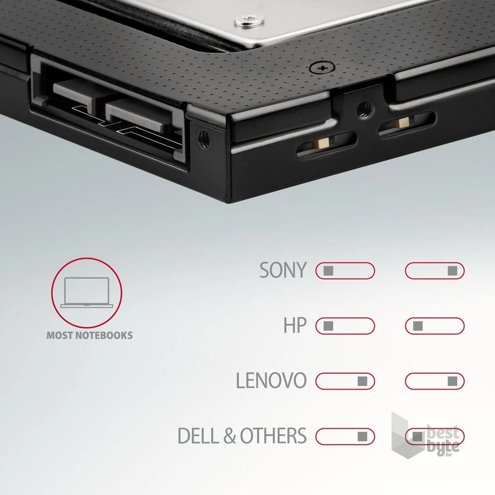 Axagon RSS-CD12 2,5" SATA SSD/HDD caddy optikai meghajtó beépítő keret