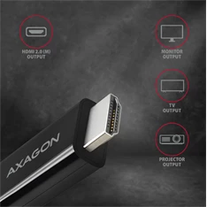 Axagon RVC-HI2C USB-C - HDMI 2.0 kábel