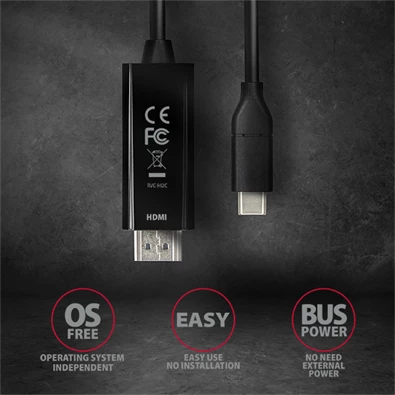 Axagon RVC-HI2C USB-C - HDMI 2.0 kábel