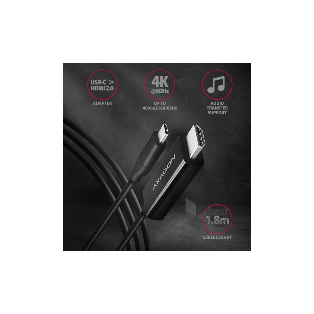 Axagon RVC-HI2C USB-C - HDMI 2.0 kábel