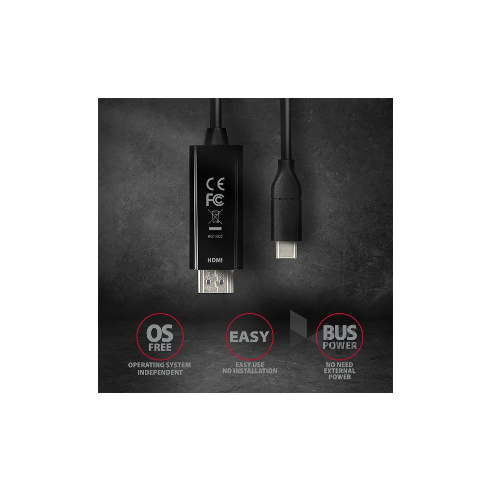 Axagon RVC-HI2C USB-C - HDMI 2.0 kábel