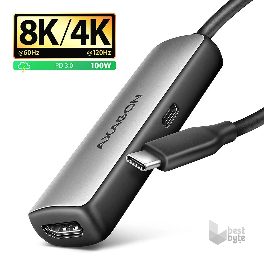 Axagon RVC-HI8KPD 16cm 8K/60Hz PD 100W USB-C - HDMI 2.1 adapter