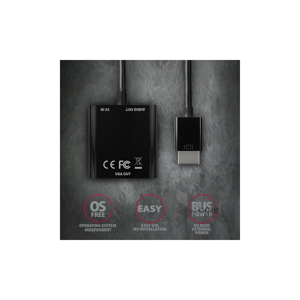 Axagon RVH-VGAN HDMI - VGA + audio out adapter