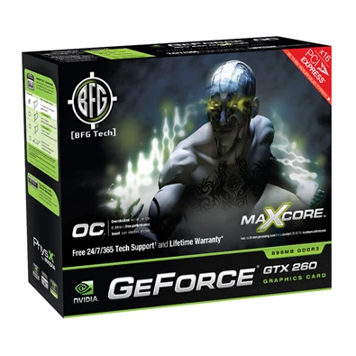 BFG Tech GeForce GTX 260 OC MaxCore nVidia GTX260 896MB PCIe videokártya