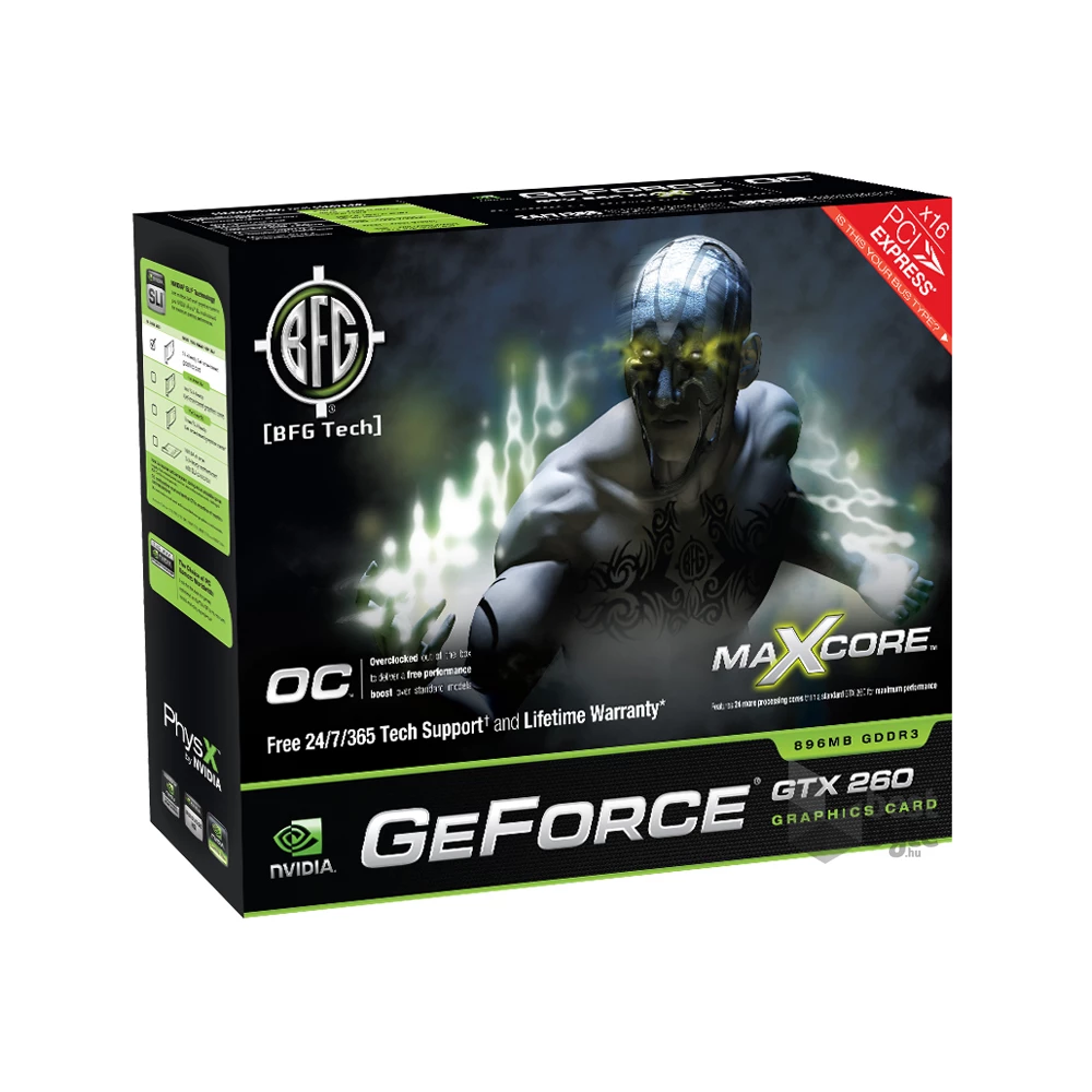 BFG Tech GeForce GTX 260 OC MaxCore nVidia GTX260 896MB PCIe videokártya