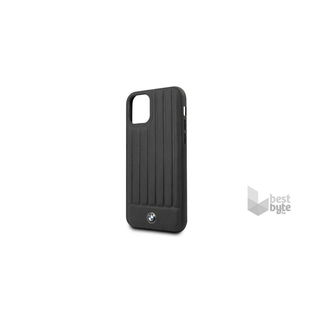 BMW iPhone 11 Pro Max csíkos fekete kemény bőrtok