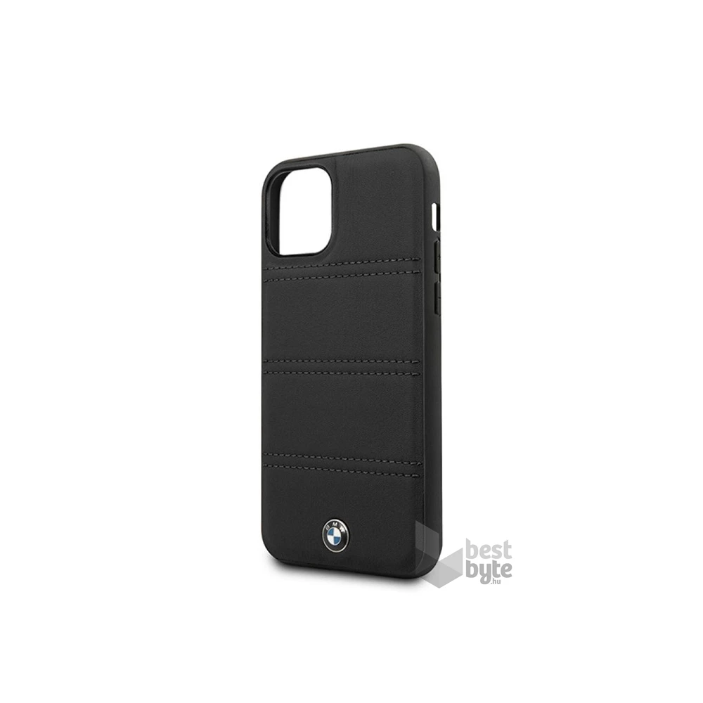 BMW iPhone 11 Pro Max vízszintesen csíkozott fekete kemény bőrtok