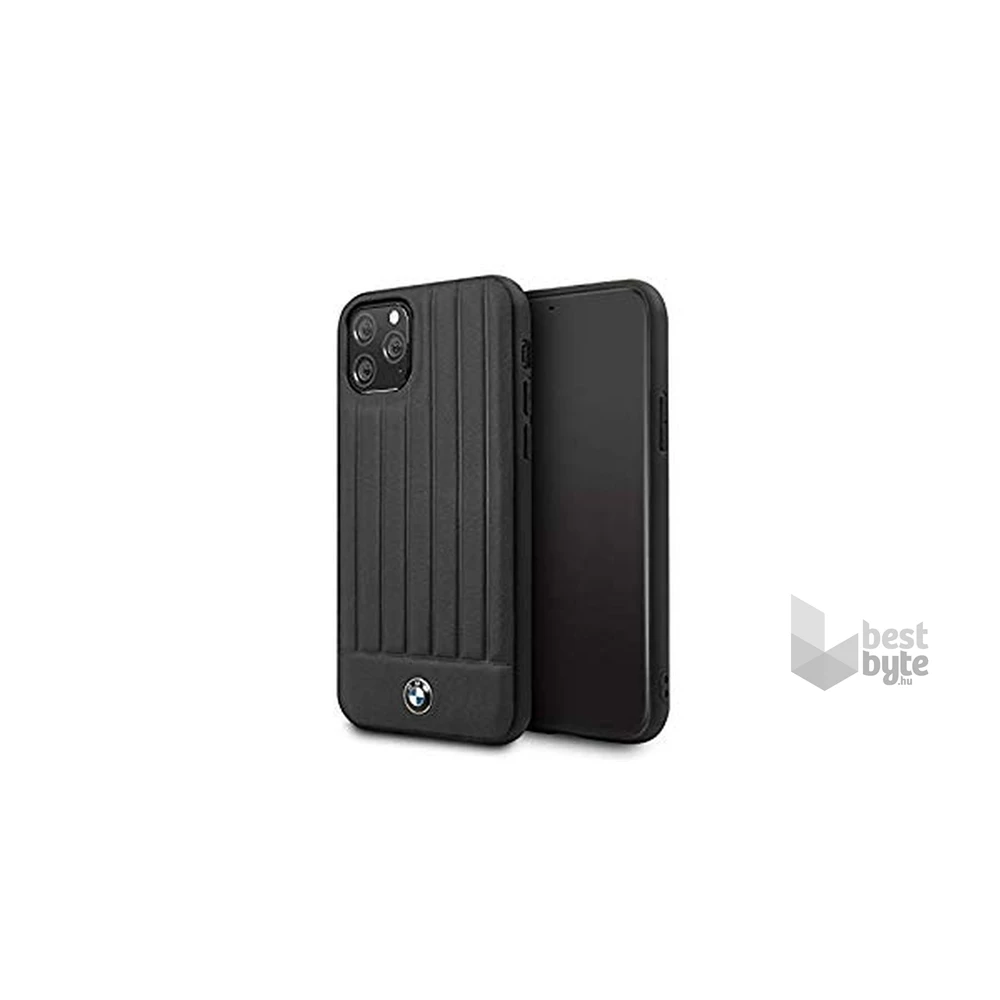 BMW iPhone 11 Pro csíkos fekete kemény bőrtok