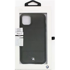 BMW iPhone 11 vízszintesen csíkozott fekete kemény bőrtok