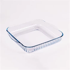 BORCAM négyzetes bordázott hőálló üvegedény fogóval 3.200ml, 317*220*60mm