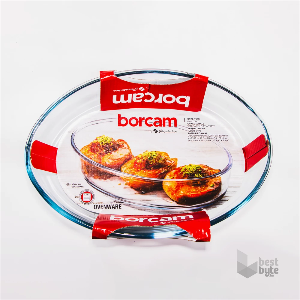 BORCAM ovális hőálló üvegedény 1.550ml, 263*182*60mm 
