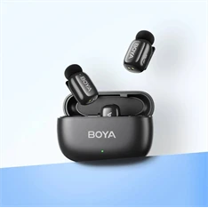 BOYA Mini Ultrakompakt 2 adó + 2 vevő (USB-C + Lightning) fekete vezeték nélküli mikrofon + 1 töltőtok