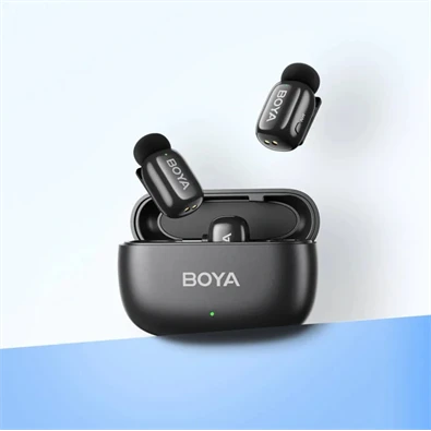 BOYA Mini Ultrakompakt 2 adó + 2 vevő (USB-C + Lightning) fekete vezeték nélküli mikrofon + 1 töltőtok