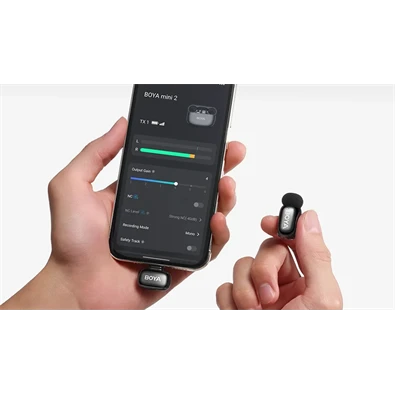 BOYA Mini Ultrakompakt 2 adó + 2 vevő (USB-C + Lightning) fekete vezeték nélküli mikrofon + 1 töltőtok