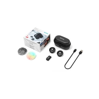 BOYA Omic-D 2.4GHz Ultrakompakt (iOS 1+2 töltődoboz) fekete vezetéknélküli szett