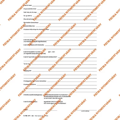 B.VALL.349 A4 24lapos álló "Munkahelyi munkabaleseti napló" nyomtatvány