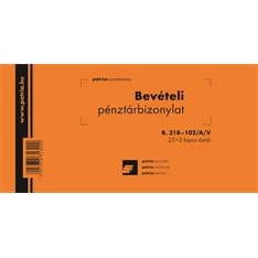 B.318-102/A/V 25x3lapos "Bevételi pénztárbizonylat" nyomtatvány