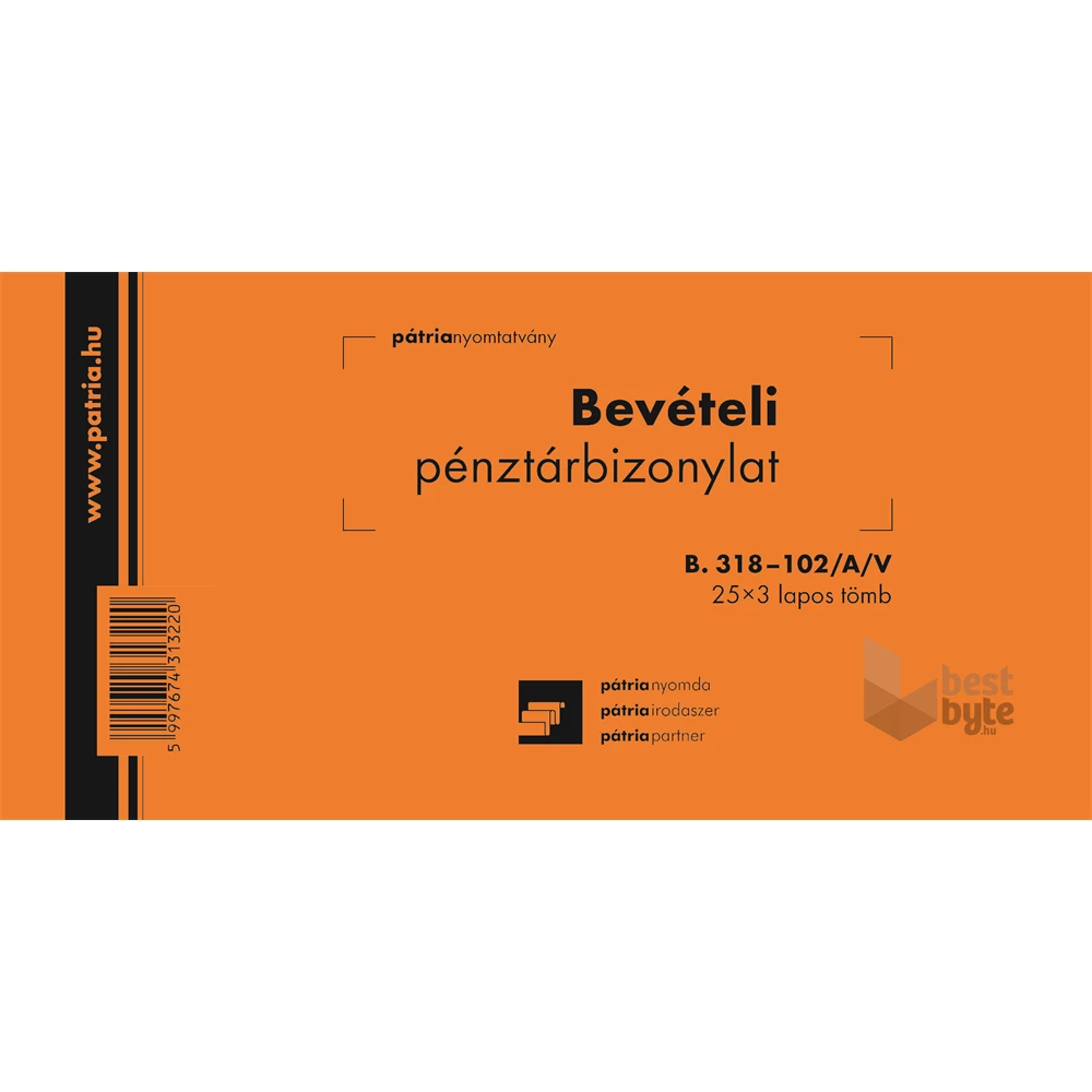 B.318-102/A/V 25x3lapos "Bevételi pénztárbizonylat" nyomtatvány
