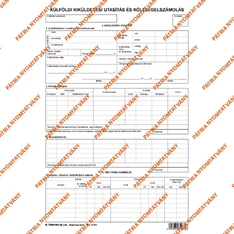 B.7300-261/UJ A4 álló "Külföldi kiküldetési utasítás és költségelszámolás" nyomtatvány
