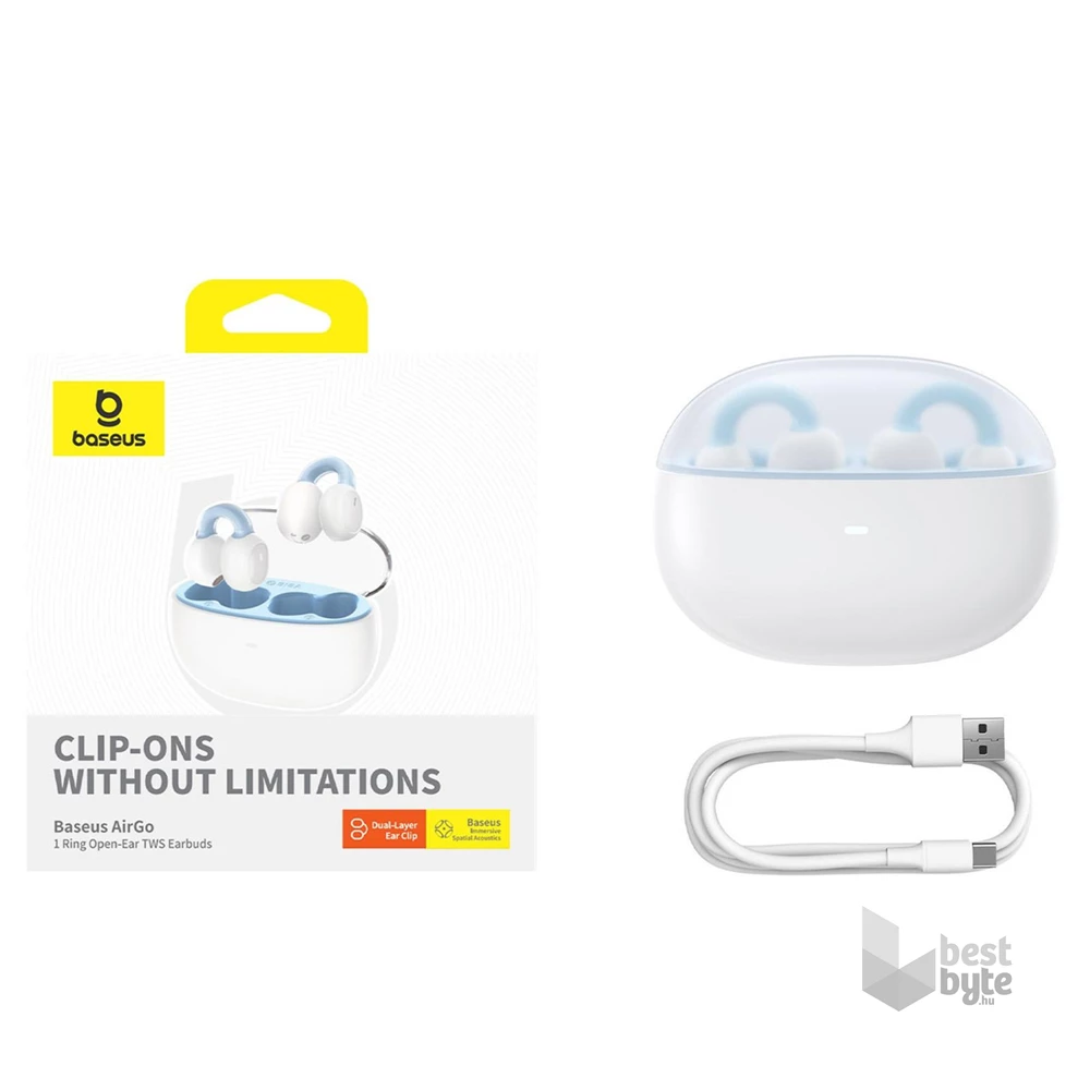 Baseus A00069201223-00 AirGo 1 Ring Open-Ear True Wireless Bluetooth fehér fülhallgató