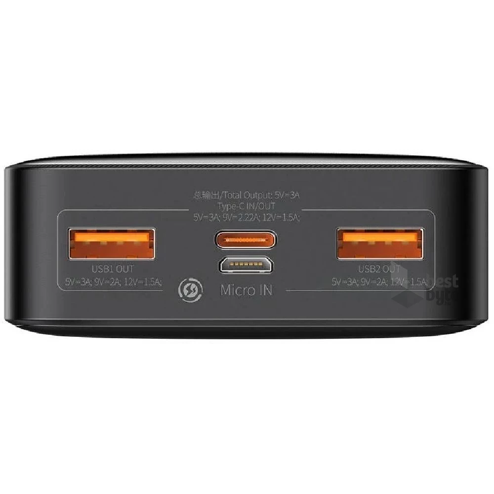 Baseus Bipow 20000mAh digitális kijelzős fekete power bank
