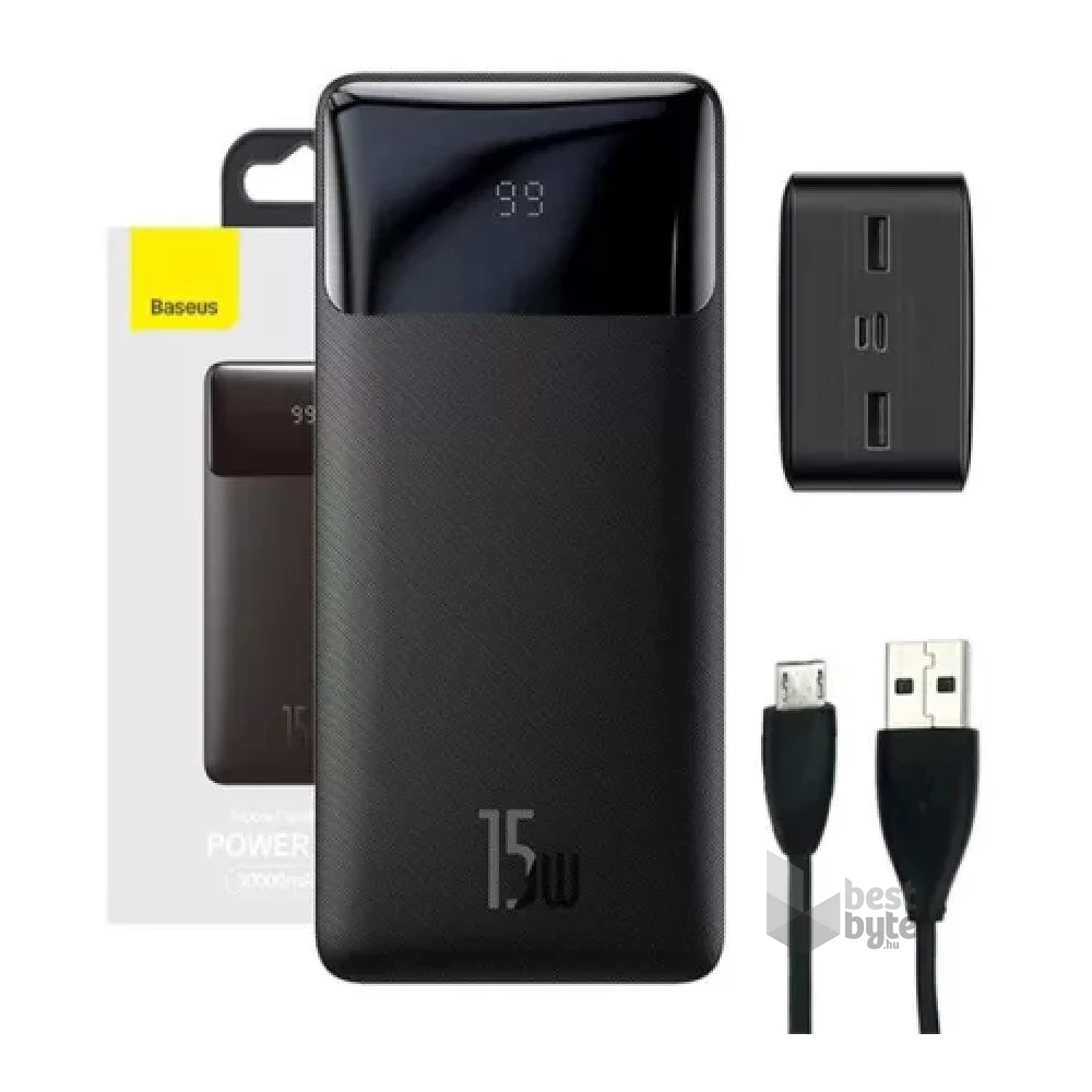 Baseus Bipow PPBD050201 30000mAh LCD Quick Charge PD 15W fekete power bank