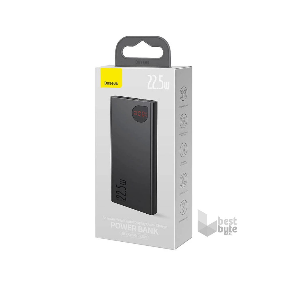 Baseus Bipow PPBD050501 20.000mAh, 20W, fekete (Micro-USB kábel, 25cm) kijelzős Power Bank