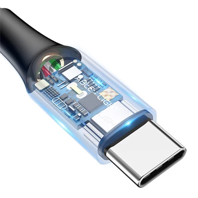 Baseus C-shaped 3A 1m fekete intelligens vezérlővel ellátott USB Type-C kábel