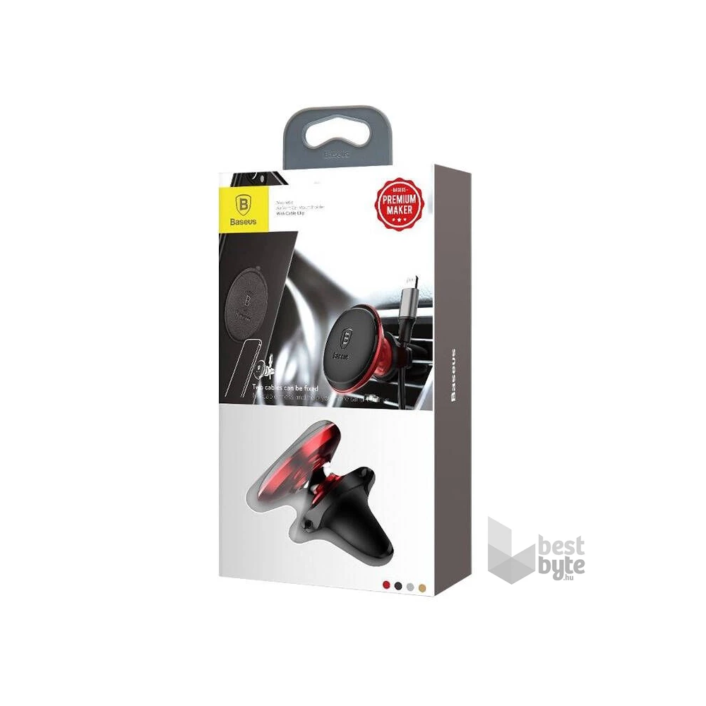 Baseus C40141201913-00 univerzális fekete/piros szellőzőrácsba illeszthető mágneses telefontartó