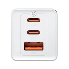 Baseus CCGP120202 GaN5 Pro 65W 2xUSB C/USB fehér töltő