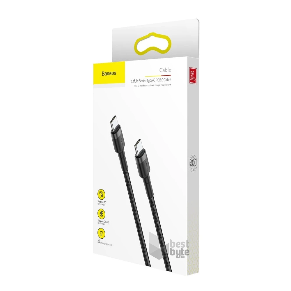 Baseus CATKLF-HG1 Cafule 2m Type-C fekete-szürke adat és töltőkábel