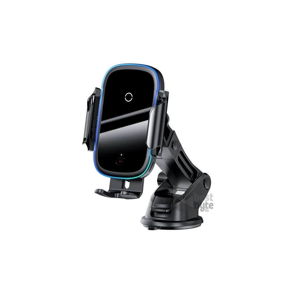 Baseus Car Mount 4,7-6,5" vezeték nélküli műszerfalra és szellőzőrácsba rögzíthető fekete autós Qi töltő és telefontartó