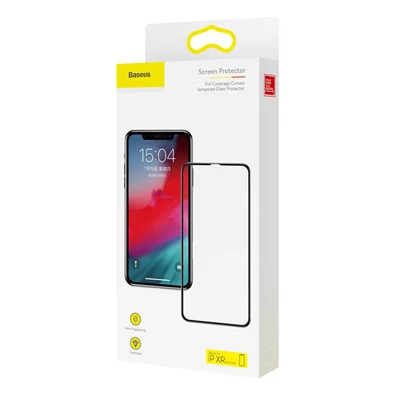 Baseus Full-coverage iPhone XR 6.1 fekete 0.3 mm edzettüveg kijelzővédő fólia