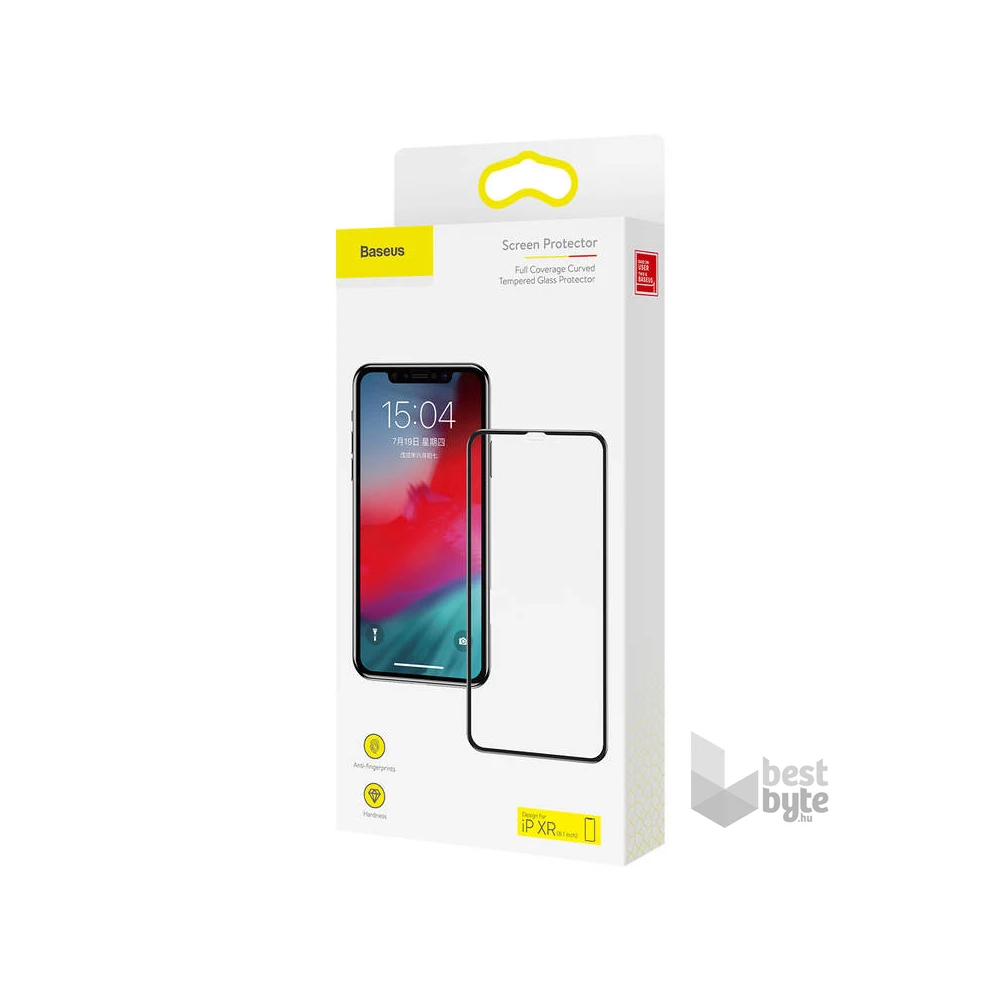 Baseus Full-coverage iPhone XR 6.1 fekete 0.3 mm edzettüveg kijelzővédő fólia
