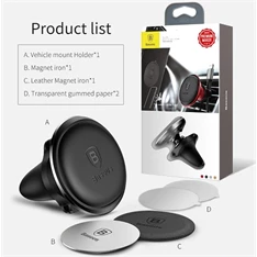 Baseus Magnetic Air Vent univerzális mágneses fekete autós telefon tartó