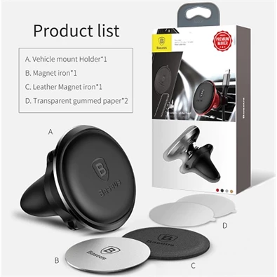 Baseus Magnetic Air Vent univerzális mágneses fekete autós telefon tartó