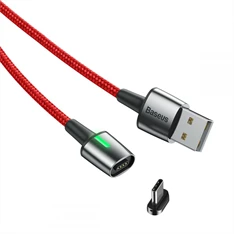 Baseus Magnetic Zinc 2A 2m piros mágneses USB Type-C adat- és töltőkábel