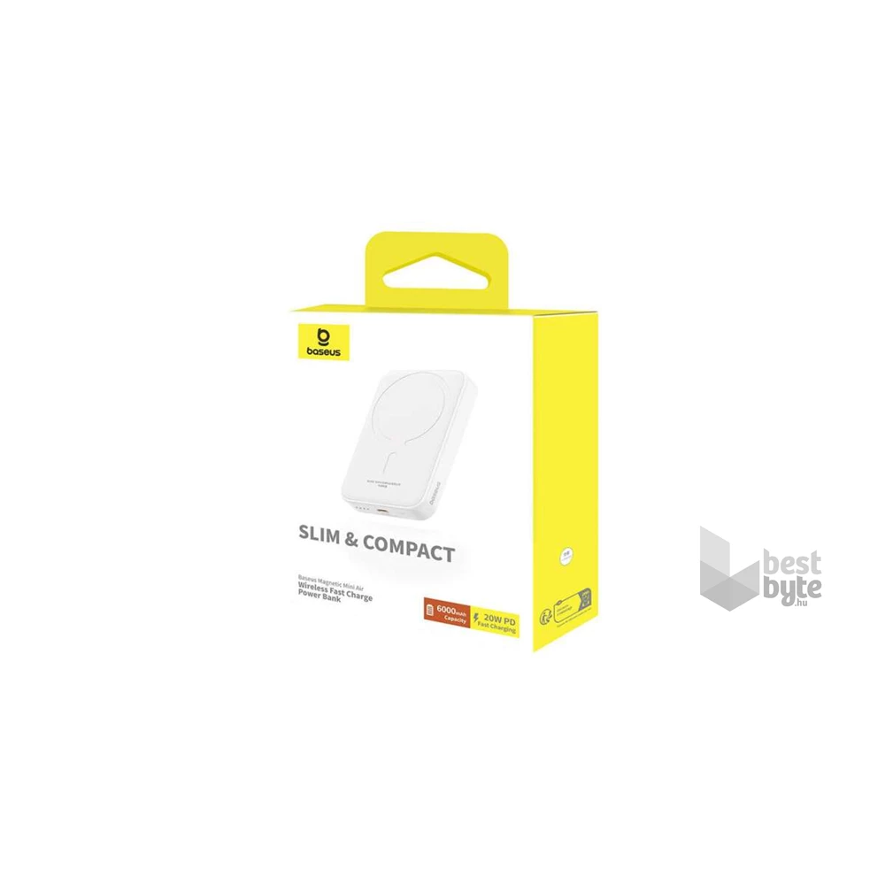Baseus P10059002223-00 Magnetic Mini 6000mAh 20W MagSafe fehér power bank