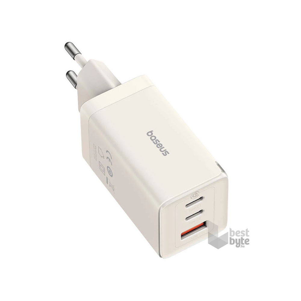 Baseus P10110812227-Z1 GaN5 65W fehér hálózati adapter 1m USB Type-C kábellel