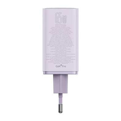 Baseus P10162701533-00 GAN6 Pro 65W lila hálózati gyorstöltő adapter