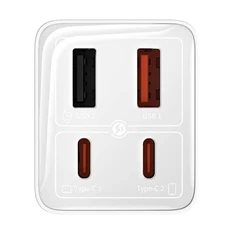 Baseus P10162705212-00 GaN6 Pro 100W EU fehér gyorstöltő adapter 1m USB Type-C - Type-C kábellel