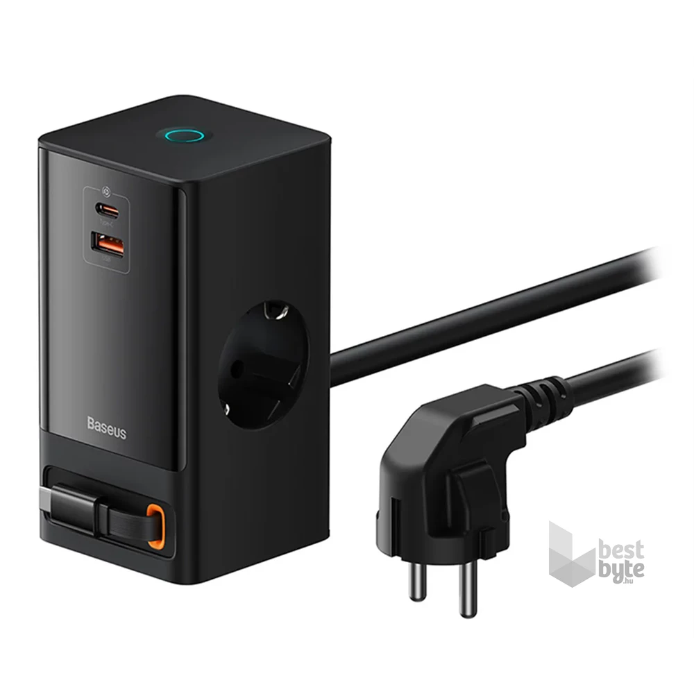 Baseus PSLR000301 PowerCombo 65W fekete hálózati töltő és elosztó