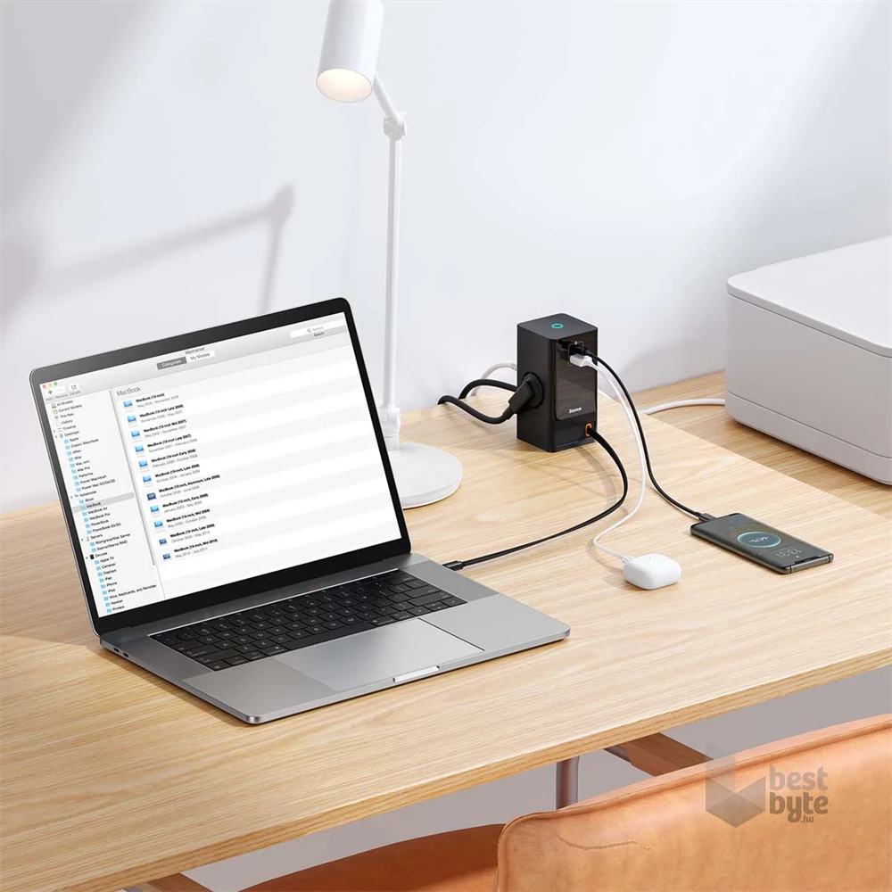 Baseus PSLR000301 PowerCombo 65W fekete hálózati töltő és elosztó